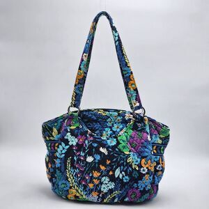 Vera Bradley 2013 Midnight Blues Floral Quilted Shoulder Tote Bag